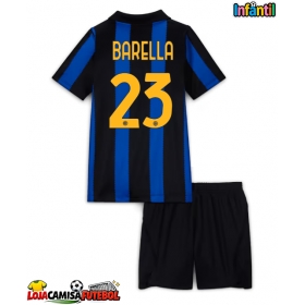 Camisa de Futebol Inter Milan Nicolo Barella #23 Equipamento Principal Infantil 2026-27 Manga Curta (+ Calças curtas)